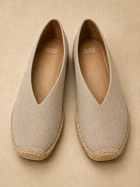EILEEN FISHER Petals Washed Linen Espadrille Ballet Flats | Garnet Hill | Natura